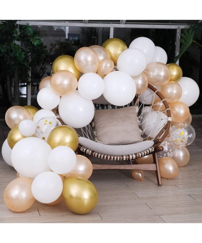 White Gold Balloon Garland Kit- 105Pcs 12Inch Balloon Garland Including Chrome Gold- White- Blush Pearl Confetti Balloons Dec...