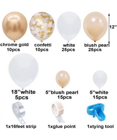 White Gold Balloon Garland Kit- 105Pcs 12Inch Balloon Garland Including Chrome Gold- White- Blush Pearl Confetti Balloons Dec...