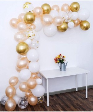 White Gold Balloon Garland Kit- 105Pcs 12Inch Balloon Garland Including Chrome Gold- White- Blush Pearl Confetti Balloons Dec...