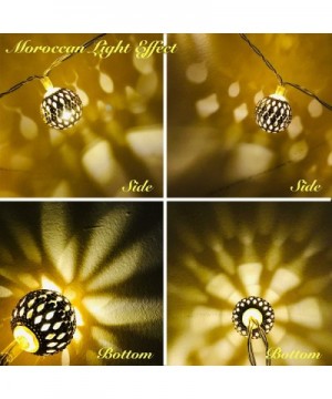 LED Globe String Lights- Decorative Moroccan Orb- 40 Golden Metal Balls- Bright Warm Light- Battery Powered- for Indoor and O...