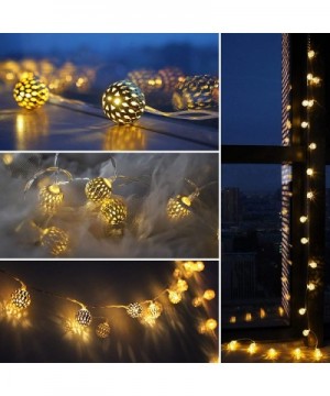 LED Globe String Lights- Decorative Moroccan Orb- 40 Golden Metal Balls- Bright Warm Light- Battery Powered- for Indoor and O...