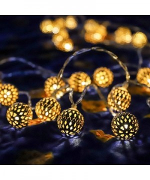LED Globe String Lights- Decorative Moroccan Orb- 40 Golden Metal Balls- Bright Warm Light- Battery Powered- for Indoor and O...