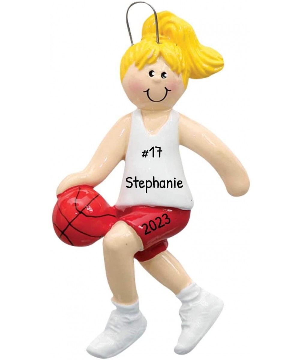 Personalized Basketball Girl Christmas Tree Ornament 2020 - Blonde Team Player Athlete B-Ball Sport Hobby School Profession G...