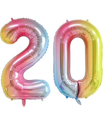 Number 20 Foil Helium Balloons 40 inch Rainbow Gradient Colorful (Birthday Party Celebration Decoration Large globos) - 20 Ra...