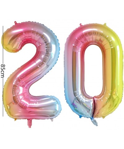 Number 20 Foil Helium Balloons 40 inch Rainbow Gradient Colorful (Birthday Party Celebration Decoration Large globos) - 20 Ra...