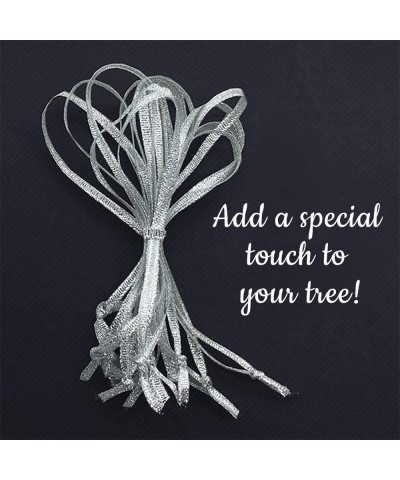 50 Pack Hand Tied Festive Silver Christmas Ornament Ribbons Decoration Hangers - CM1889XNWSX $11.69 Ornaments