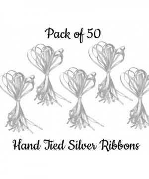 50 Pack Hand Tied Festive Silver Christmas Ornament Ribbons Decoration Hangers - CM1889XNWSX $11.69 Ornaments