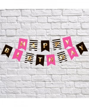 Premium Happy Birthday Banner Party Decorations - Bunting Garland - Hot Pink Gold Black White - Chic Kate Spade Inspired - Fi...