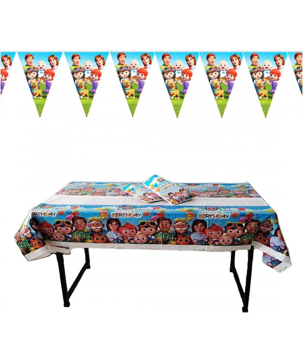 Cocomelon Birthday Party Banner and 2 Table Clothes for Cocomemon Theme Party Decoration Garland - CE19DDX3TL2 $9.53 Party Ta...