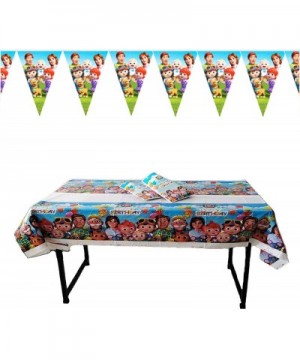 Cocomelon Birthday Party Banner and 2 Table Clothes for Cocomemon Theme Party Decoration Garland - CE19DDX3TL2 $9.53 Party Ta...