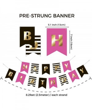 Premium Happy Birthday Banner Party Decorations - Bunting Garland - Hot Pink Gold Black White - Chic Kate Spade Inspired - Fi...