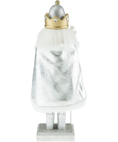 Traditional Snow King with Snowflake Staff - Festive Christmas Decorations - Silver- Gold and Diamonds Outfit - Stands at 10"...