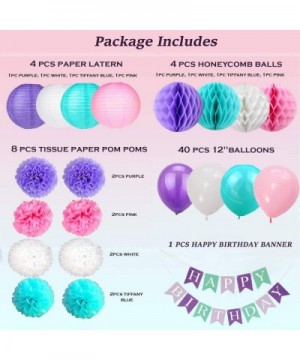 Mermaid Party Supplies and Decorations - Happy Birthday Banners- Mermaid Birthday Decorations- Unicorn Balloons- Tissue Pom P...