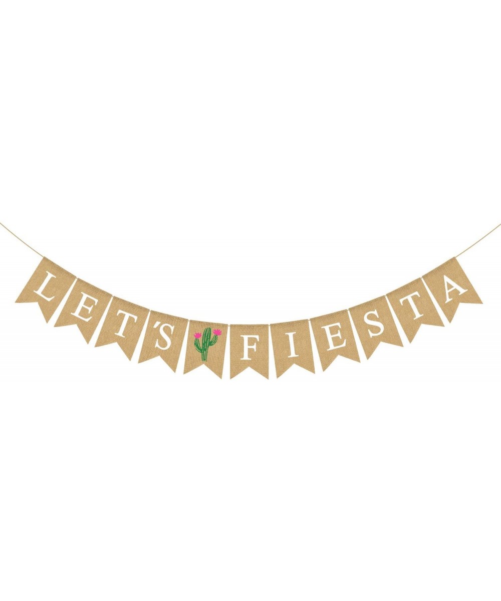 Jute Burlap Let's Fiesta Banner Mexico Theme Birthday Party Baby Shower Garland Decoration - C518UK6YLZ6 $6.89 Banners & Garl...