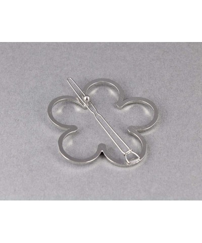 Silver flower barrette daisy flower outline shape metal hair clip barrette R-454 - CS18H7W2ZGN $6.25 Party Games & Activities