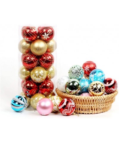 6cm/2.36" 24pcs Christmas Tree Baubles Shatterproof Plastic Christmas Ball Ornament Tree Pendants Holiday Party Festival Deco...