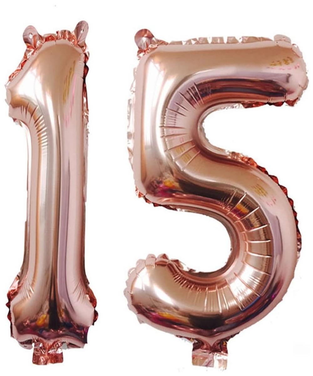 40inch Rose Gold Foil 15 Helium Jumbo Digital Number Balloons- 15th Birthday Decoration for Girls or Boys-15 Birthday Party S...