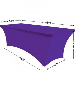 6Ft Rectangular Fitted Spandex Tablecloths Wedding Party Table Covers Event Stretchable Tablecloth (Purple) - Purple - CW18R0...