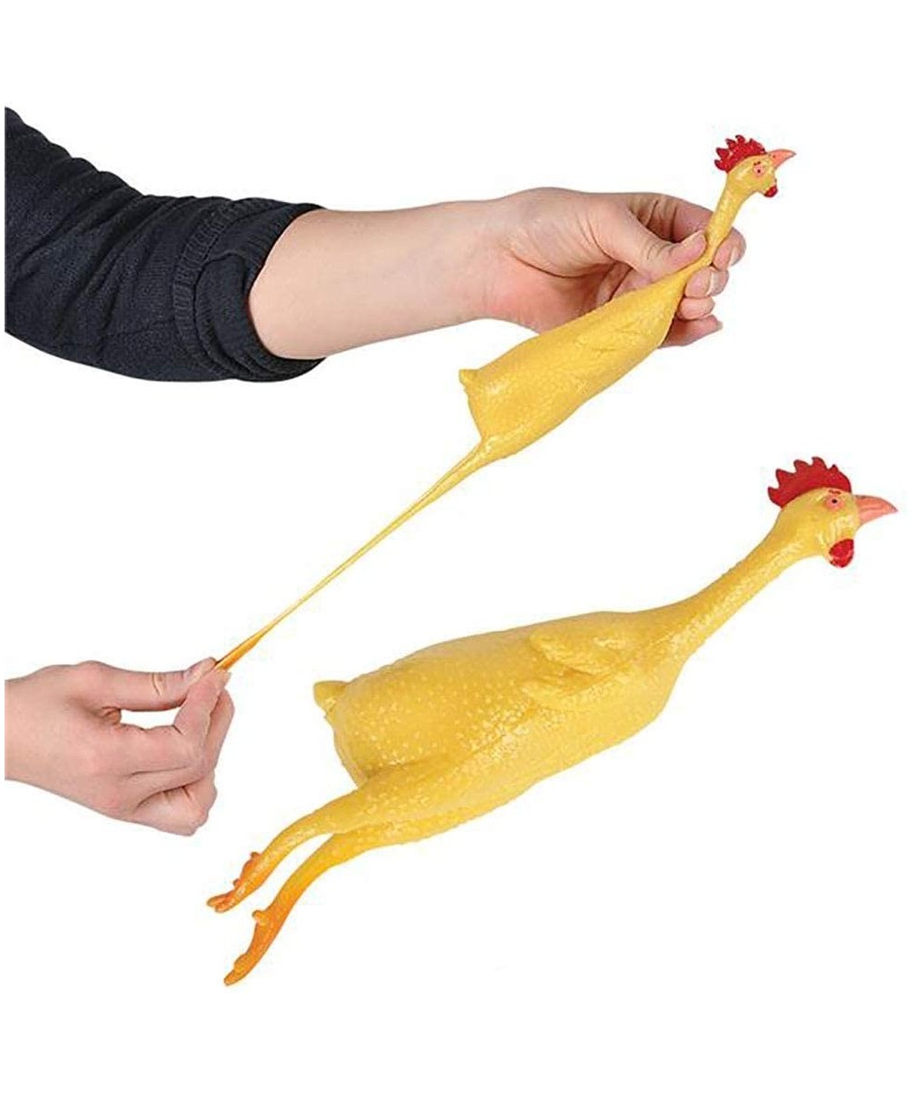 8 Inch Mini Rubber Stretch Chickens - Yellow Stretchy Animals for Kids to Fiddle- Chew Toys or Play Fetch for Pet Dogs- Ideas...