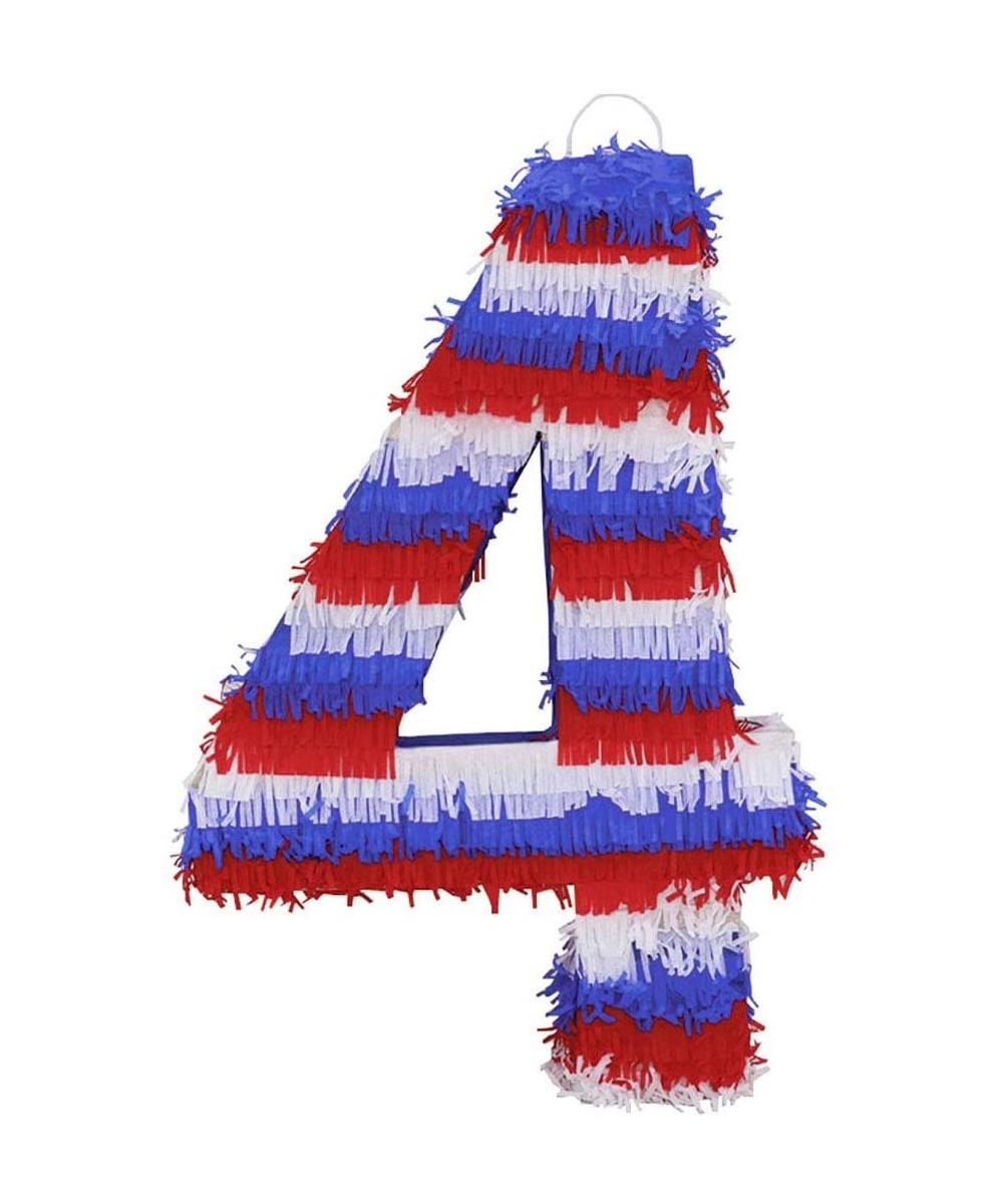 Number Four American Flag Design Pinata for 4th of July Celebrations - Handmade in Mexico - CT18TE6YUTM $14.92 Piñatas