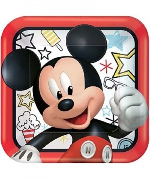 Disney Mickey On The Go Party Plates Napkins and Cups (Serves-16) with Birthday Candles - Mickey Mouse Party Supplies Pack (B...