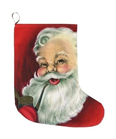 Personalized 10.4" x 16.8" Christmas Stocking- Xmas Stocking- Vintage Santa Smoking Pipe Christmas Stocking- Xmas Tree Holida...