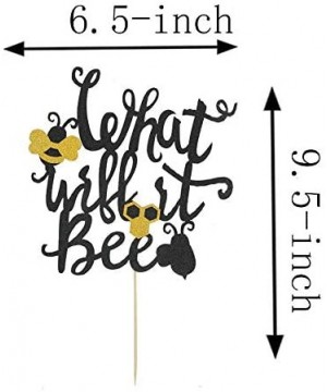 What Will It Bee Banner and Gold Glitter What Will It Bee Banner Cake Topper for Bumble Bee Themed Gender Reveal Party Baby S...