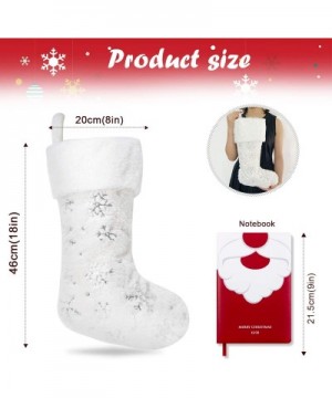 White Christmas Stockings-18 Inches Faux Furry Fur Silver Large Snowflake Xmas Stocking for Holiday Decoration (3) - CP18A70T...