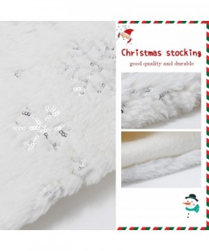 White Christmas Stockings-18 Inches Faux Furry Fur Silver Large Snowflake Xmas Stocking for Holiday Decoration (3) - CP18A70T...