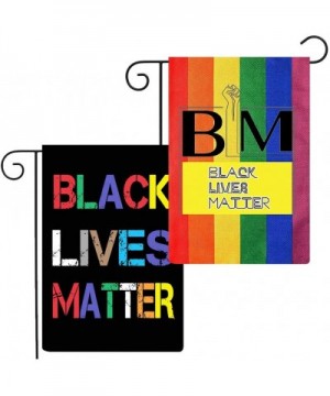 Black Lives Matter Love Always Wins Banner Flag Garden Decoration 13in18.5in 2 Pieces(Multi BLM+Rainbow BLM) - Multi Blm+rain...