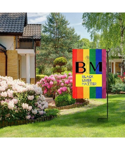 Black Lives Matter Love Always Wins Banner Flag Garden Decoration 13in18.5in 2 Pieces(Multi BLM+Rainbow BLM) - Multi Blm+rain...