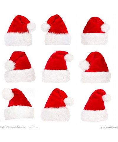 Soft Plush Santa Hat Classic Christmas Santa Claus Cap with Double Liner for Most Adults- One Size - Red-2 Pack - CS18L34KYMD...