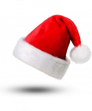 Soft Plush Santa Hat Classic Christmas Santa Claus Cap with Double Liner for Most Adults- One Size - Red-2 Pack - CS18L34KYMD...