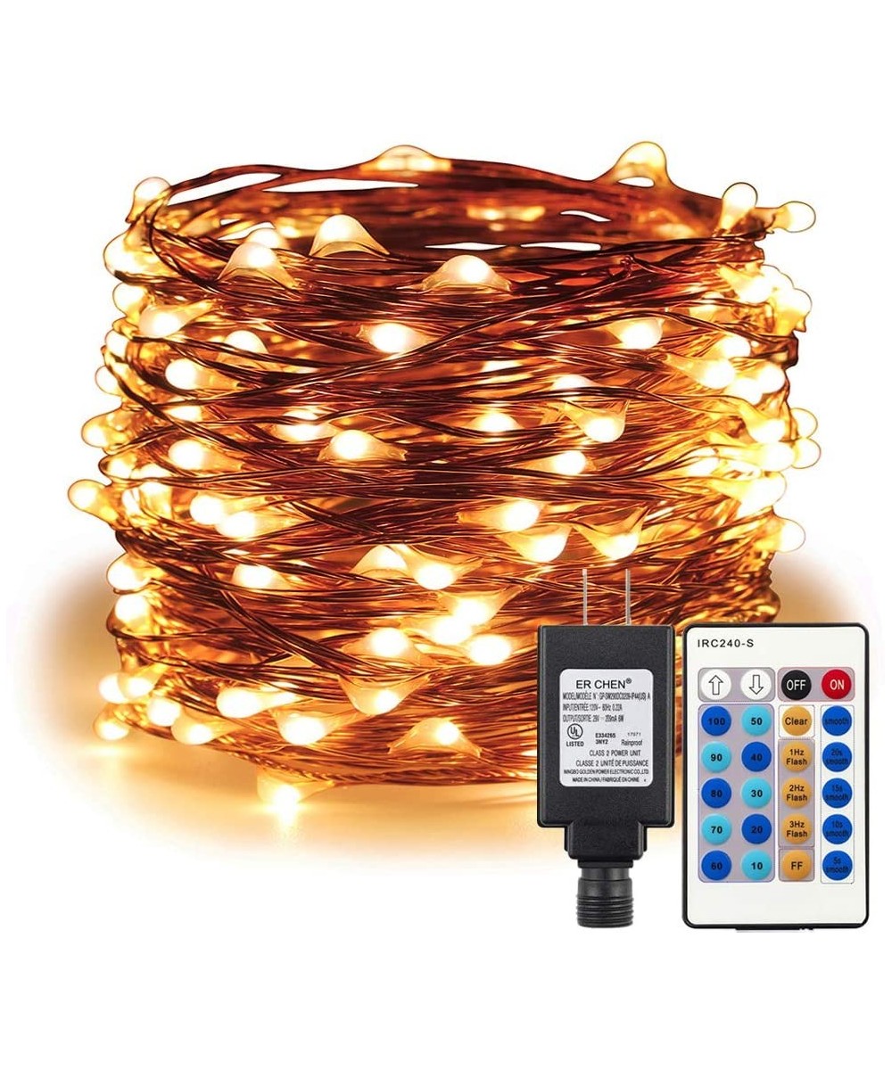 Dimmable LED String Lights Plug in- 99 FT 300 LED Warm White Fairy Lights with Remote- Indoor/Outdoor Copper Wire Christmas D...