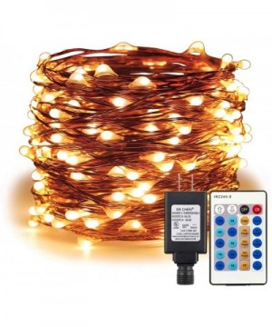 Dimmable LED String Lights Plug in- 99 FT 300 LED Warm White Fairy Lights with Remote- Indoor/Outdoor Copper Wire Christmas D...