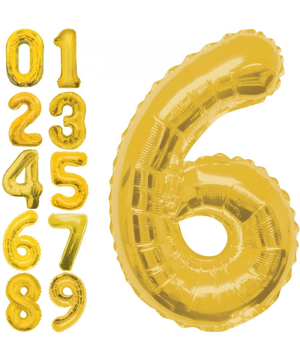 1 Pack Gold Foil Number 6 Balloon 34 Inch Birthday Party Decorations Supplies Helium Foil Mylar Digital Balloons Number 6 (1 ...
