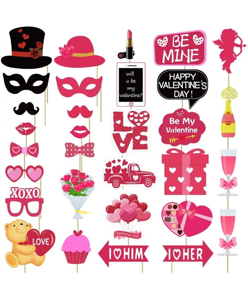 Valentines Day Photo Booth Props Kit - Large Size- NO DIY Needed- Valentines Photo Props - Valentine's Day Party Supplies Fav...