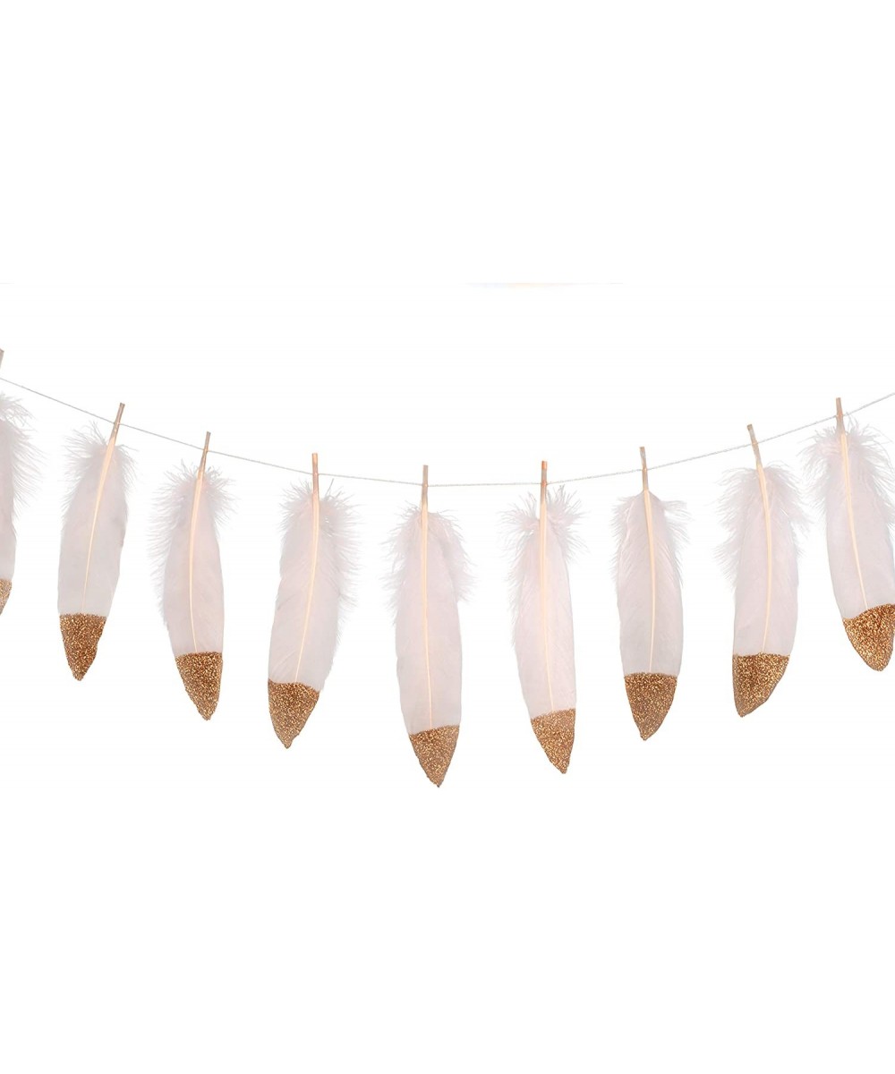 15pcs Feather Decoration Garlands Gold Glitter Dipped for Room Teepee Decor- Wedding Nursery Baby Shower - Pink- Dipped Glitt...