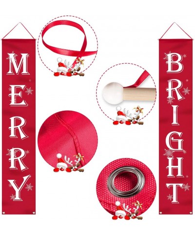 Merry Bright Christmas Banner- Merry Bright Porch Sign for Christmas Decoration Outdoor Indoor- Christmas Banner Red Xmas Dec...
