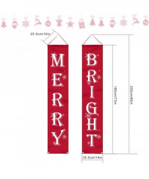 Merry Bright Christmas Banner- Merry Bright Porch Sign for Christmas Decoration Outdoor Indoor- Christmas Banner Red Xmas Dec...