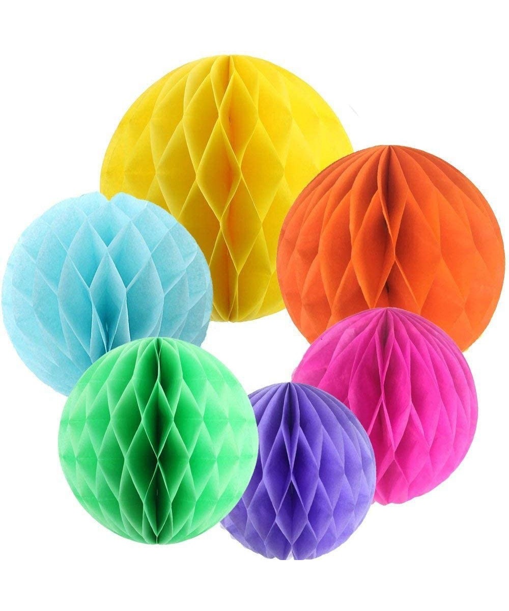 Sopeace 12 PCS 6 Colors 10 Inch- 6 Inch Honeycomb Tissue Paper Flower Balls- Tissue Paper Pom-poms Flowers Craft Kit for Wedd...