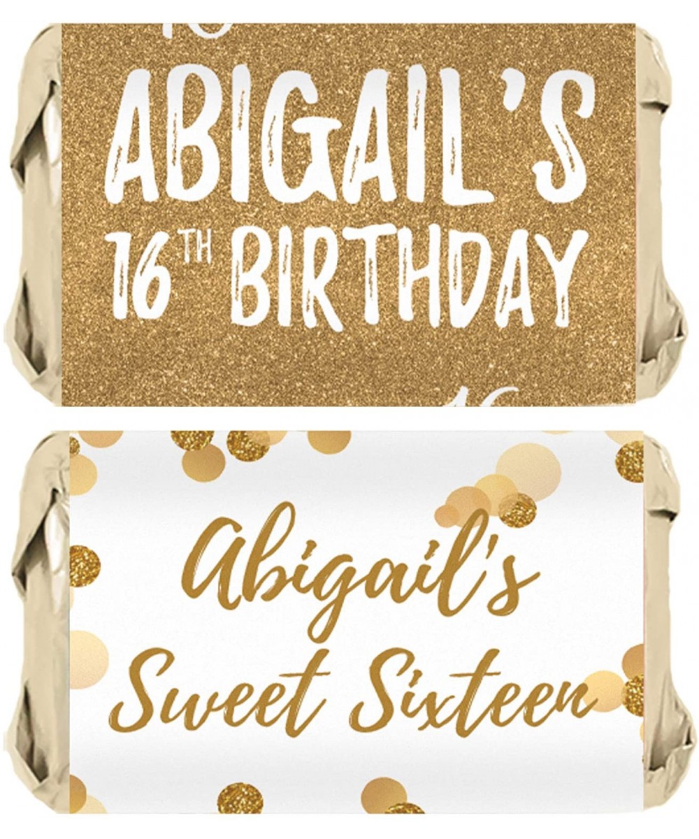 Personalized Sweet 16 Mini Candy Bar Labels - 45 Sitckers (White & Gold) - White & Gold - CL190I3LSOS $8.29 Favors
