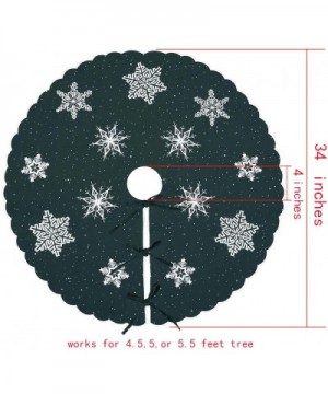 Christmas Holiday Embroidered Snowflakes Tree Skirt- Used for 4 to 6 Feet Tree (Blakish Green- Round 34 Inches) - Blakish Gre...