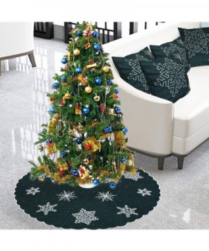 Christmas Holiday Embroidered Snowflakes Tree Skirt- Used for 4 to 6 Feet Tree (Blakish Green- Round 34 Inches) - Blakish Gre...