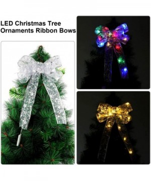 2 Pieces Christmas Tree Bow LED Ribbon Bows Christmas Tree Ornaments Tree Topper Christmas Decoration for Home Christmas Tree...