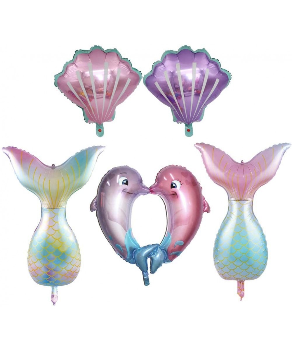 5Pcs Seashell Dolphin Mermaid Tail Reusable Helium Balloons for Birthday Party Decoration Gift - CH19G0WM2RM $6.26 Balloons