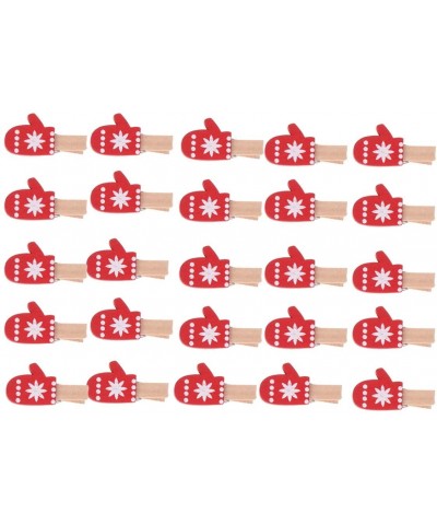 25pcs Mini Wooden Clips Christmas Gloves Decoration Clips Clothespins Christmas Photo Paper Clips Christmas Party Favors Supp...