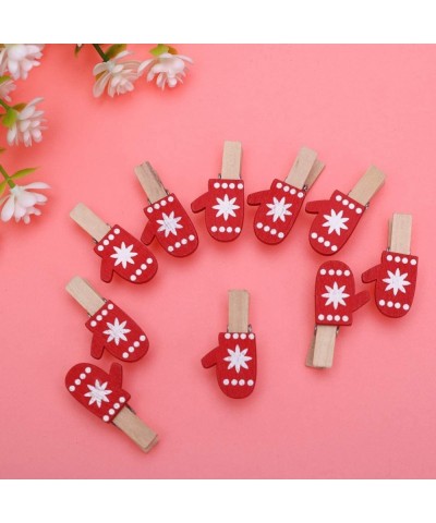 25pcs Mini Wooden Clips Christmas Gloves Decoration Clips Clothespins Christmas Photo Paper Clips Christmas Party Favors Supp...