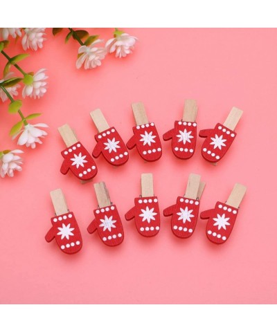 25pcs Mini Wooden Clips Christmas Gloves Decoration Clips Clothespins Christmas Photo Paper Clips Christmas Party Favors Supp...