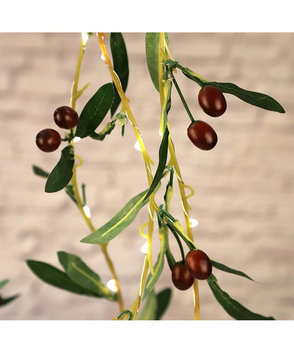 Green Olive Branch Garland String Lights 10FT 40 LED Battery USB Operated Lighted Twig Vine with Timer for Christmas Thanksgi...